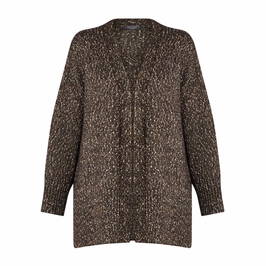 Elena Miro Tweed Effect Cardigan Chocolate - Plus Size Collection