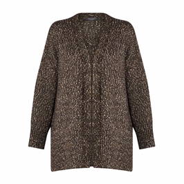 Elena Miro Tweed Effect Cardigan Chocolate - Plus Size Collection