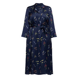 Elena Miro Satin Printed Dress Navy - Plus Size Collection