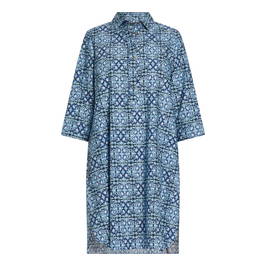 Elena Miro Tile Print Dress Blue - Plus Size Collection