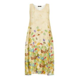 Elena Miro Leaf Dress Beige  - Plus Size Collection