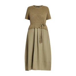 Elena Miro Flax And Crochet Dress Khaki - Plus Size Collection