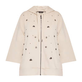 Elena Miro Hand Embroidered Hoodie Off-White - Plus Size Collection
