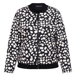 Elena Miro Print Bomber Jacket Black and White   - Plus Size Collection