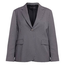 Elena Miro Tailored Stretch Jaquard Geometric Blazer Black - Plus Size Collection