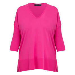 Elena Miro V-Neck Sweater Pink  - Plus Size Collection
