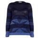ELENA MIRO LUREX INTARSIA GEOMETRIC SWEATER INDIGO 