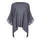 ELENA MIRO GREY KNITTED PONCHO WITH LACE HEM