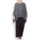 ELENA MIRO GREY KNITTED PONCHO WITH LACE HEM