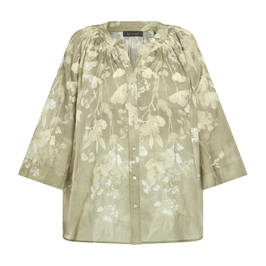 Elena Miro Cotton Muslin Shirt Green - Plus Size Collection