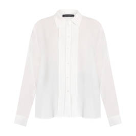 Elena Miro Pleated Placket Shirt White - Plus Size Collection