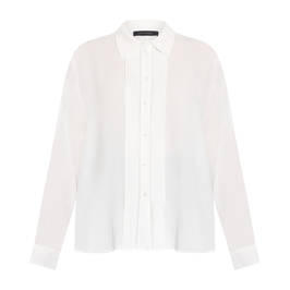 Elena Miro Pleated Placket Shirt White - Plus Size Collection
