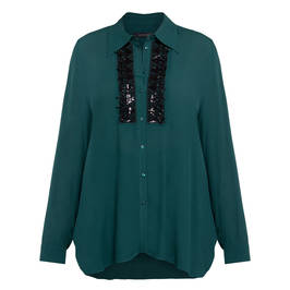 Elena Miro Shirt with Embellished Placket Forest Green  - Plus Size Collection