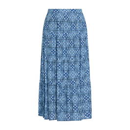 Elena Miro Tile Print Skirt Blue - Plus Size Collection