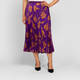 Elena Miro Satin Floral Pleated Skirt Purple