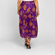 Elena Miro Satin Floral Pleated Skirt Purple