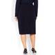 ELENA MIRO NAVY PULL ON PENCIL SKIRT WITH RIB DETAIL