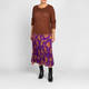 Elena Miro Satin Floral Pleated Skirt Purple