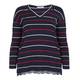 ELENA MIRO STRIPE SWEATER WITH LACE TRIM