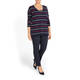 ELENA MIRO STRIPE SWEATER WITH LACE TRIM