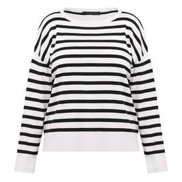 Elena Miro Breton Stripe Sweater Black and White  - Plus Size Collection