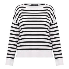 Elena Miro Breton Stripe Sweater Black and White  - Plus Size Collection