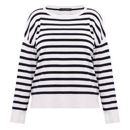 Elena Miro Breton Stripe Sweater Navy and White  - Plus Size Collection