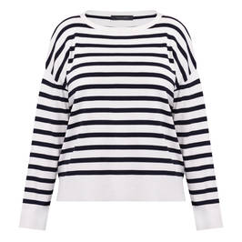 Elena Miro Breton Stripe Sweater Navy and White  - Plus Size Collection