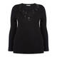 ELENA MIRO BLACK SWEATER WITH LEATHER AND JEWEL