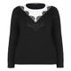 ELENA MIRO BLACK AND WHITE LACE APPLIQUES SWEATER 