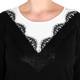 ELENA MIRO BLACK AND WHITE LACE APPLIQUES SWEATER 