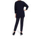 ELENA MIRO NAVY SWEATER WITH LUREX SIDE STRIPE