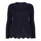 ELENA MIRO NAVY SWEATER WITH LACE HEM