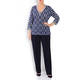 ELENA MIRO PRINTED V-NECK SWEATER BLUE