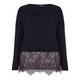 ELENA MIRO BLACK SWEATER WITH LACE HEM