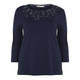 ELENA MIRO NAVY SEQUIN EMBELLISHED SWEATER