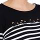 ELENA MIRO HIBISCUS FLOWER BRETON SWEATER BLACK