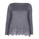 ELENA MIRO GREY SWEATER WITH LACE HEM