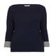 ELENA MIRO FINE KNIT SWEATER STRIPE CUFF NAVY