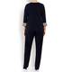 ELENA MIRO FINE KNIT SWEATER STRIPE CUFF NAVY