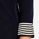 ELENA MIRO FINE KNIT SWEATER STRIPE CUFF NAVY