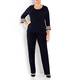 ELENA MIRO FINE KNIT SWEATER STRIPE CUFF NAVY