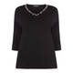 ELENA MIRO BLACK EMBELLISHED V-NECK SWEATER