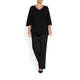 ELENA MIRO BLACK EMBELLISHED V-NECK SWEATER
