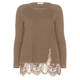 ELENA MIRO SWEATER LACE HEM MOCHA