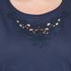 ELENA MIRO FLORAL EMBROIDERED NAVY T-SHIRT