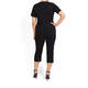 ELENA MIRO BLACK T-SHIRT BEAD EMBELLISHED NECK