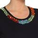 ELENA MIRO BLACK T-SHIRT BEAD EMBELLISHED NECK