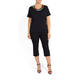 ELENA MIRO BLACK T-SHIRT BEAD EMBELLISHED NECK