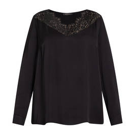 ELENA MIRO LACE YOKE TOP BLACK - Plus Size Collection